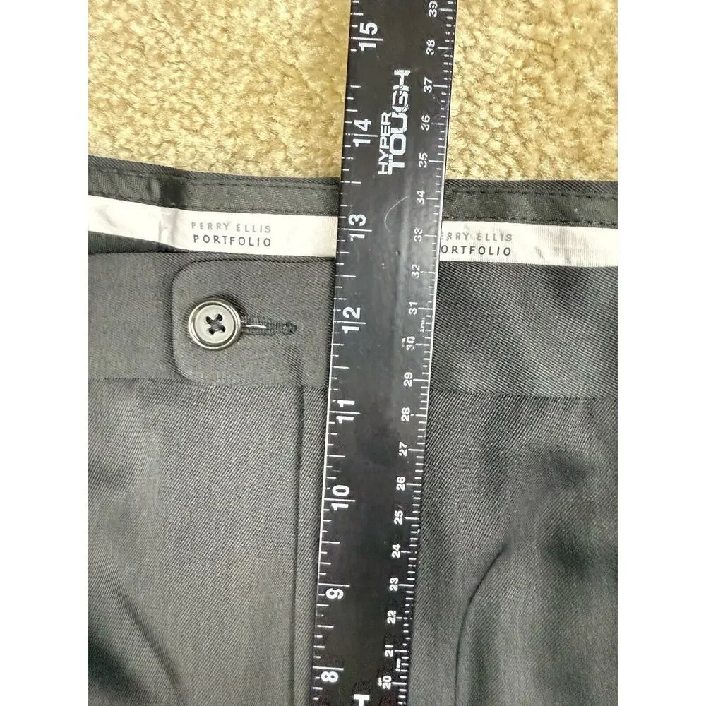 Perry Ellis Portfolio Men’s Dress Pants 36 x 29 Classic Fit Black Pleated A262